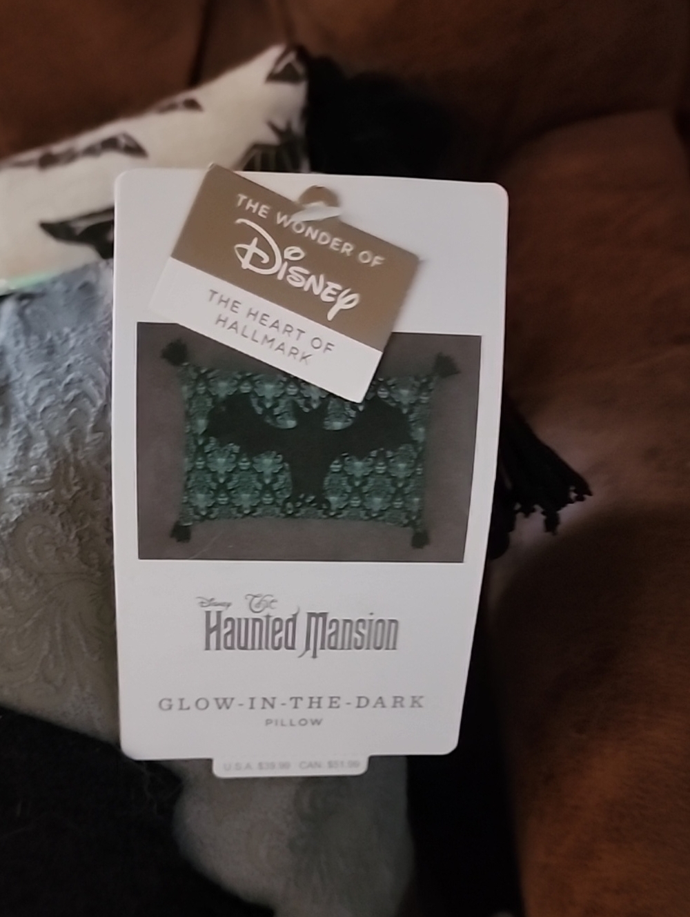Disney Haunted Mansion Decorative Pillow - Black & Green